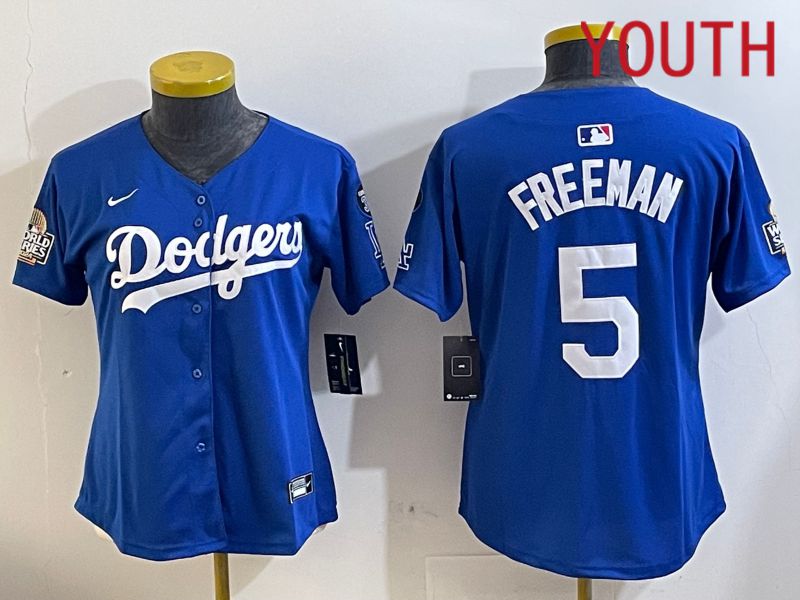 Youth Los Angeles Dodgers #5 Freeman Blue Game 2024 Nike MLB Jersey style 112115